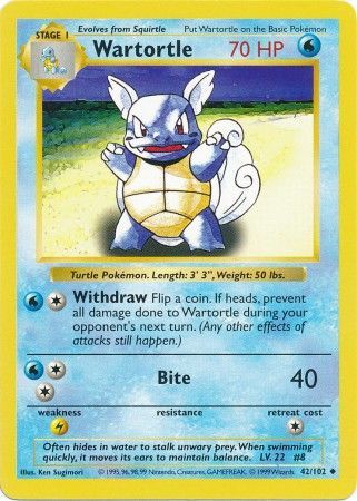 Wartortle (42/102) [Base Set Shadowless Unlimited] | Dragon's Lair Comics and Fantasy Houston TX