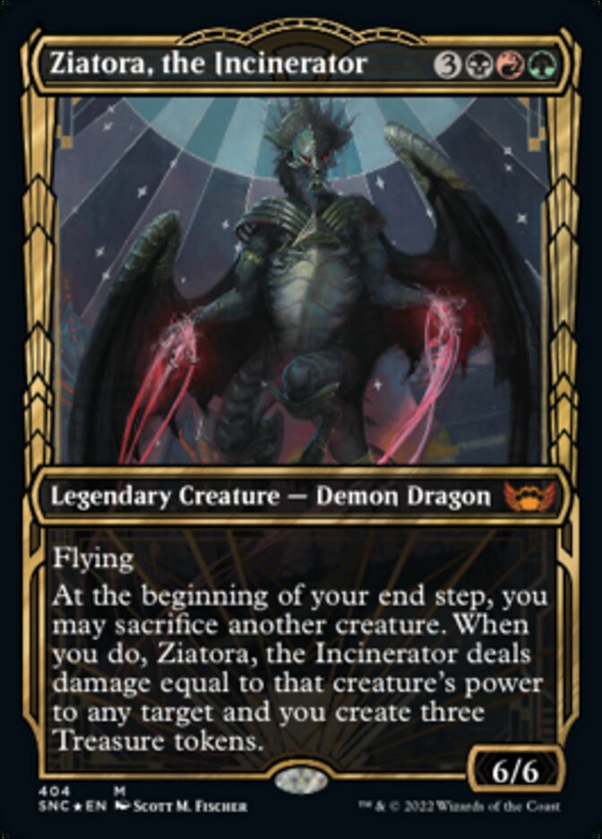 Ziatora, the Incinerator (Showcase Golden Age Gilded Foil) [Streets of New Capenna] | Dragon's Lair Comics and Fantasy Houston TX