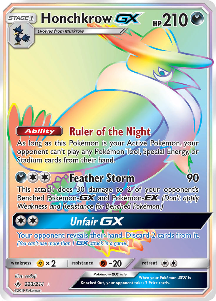 Honchkrow GX (223/214) [Sun & Moon: Unbroken Bonds] | Dragon's Lair Comics and Fantasy Houston TX