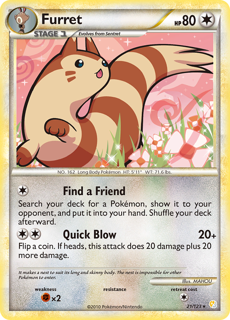 Furret (21/123) [HeartGold & SoulSilver: Base Set] | Dragon's Lair Comics and Fantasy Houston TX