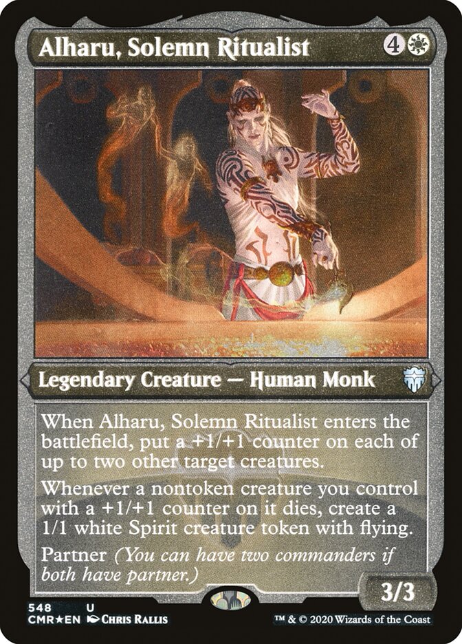 Alharu, Solemn Ritualist (Etched) [Commander Legends] | Dragon's Lair Comics and Fantasy Houston TX