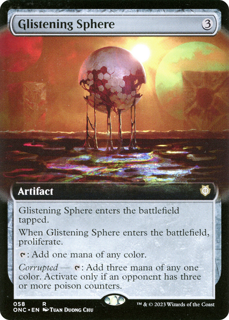 Glistening Sphere (Extended Art) [Phyrexia: All Will Be One Commander] | Dragon's Lair Comics and Fantasy Houston TX