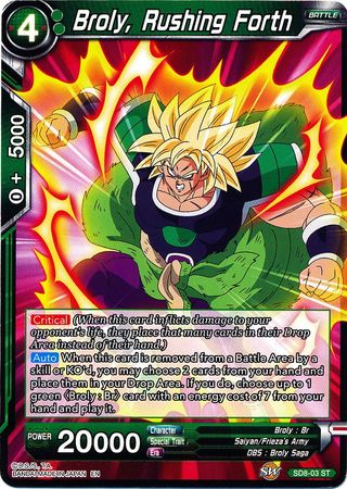 Broly, Rushing Forth (Starter Deck - Rising Broly) (SD8-03) [Destroyer Kings] | Dragon's Lair Comics and Fantasy Houston TX