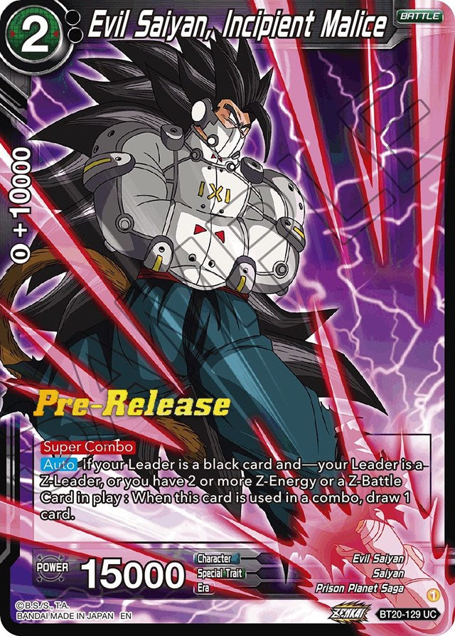 Evil Saiyan, Incipient Malice (BT20-129) [Power Absorbed Prerelease Promos] | Dragon's Lair Comics and Fantasy Houston TX