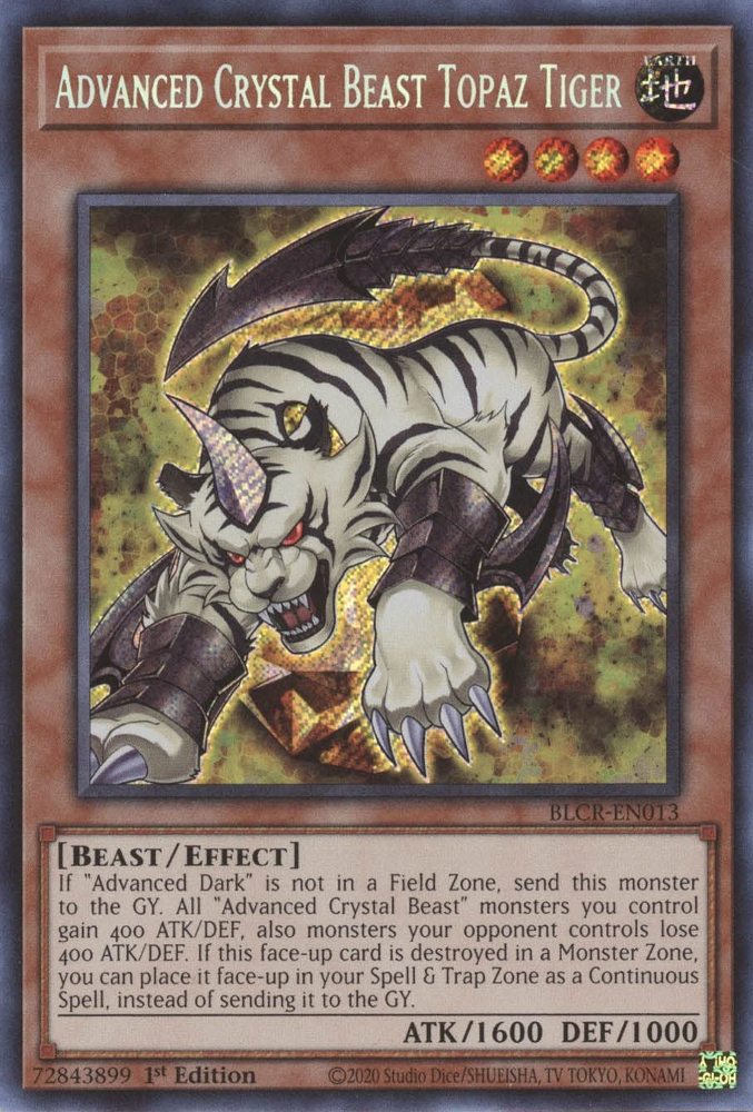 Advanced Crystal Beast Topaz Tiger [BLCR-EN013] Secret Rare | Dragon's Lair Comics and Fantasy Houston TX