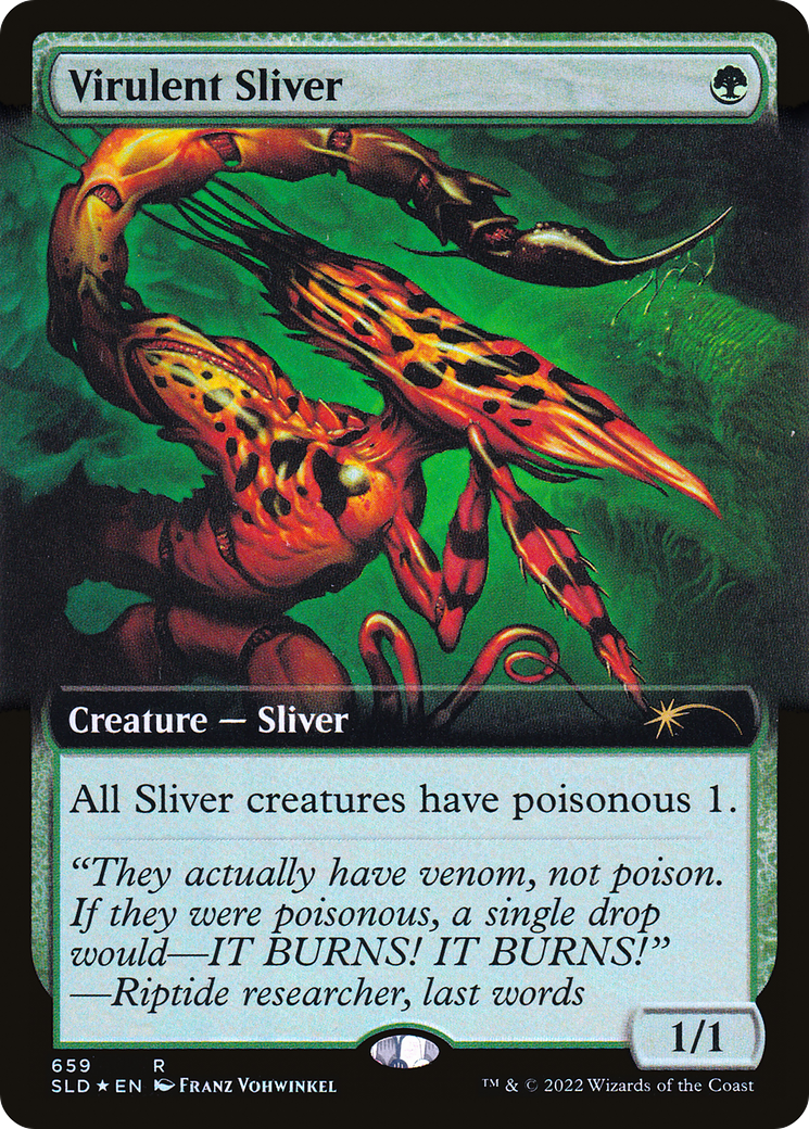 Virulent Sliver (Extended Art) (Step-and-Compleat Foil) [Secret Lair Drop Promos] | Dragon's Lair Comics and Fantasy Houston TX