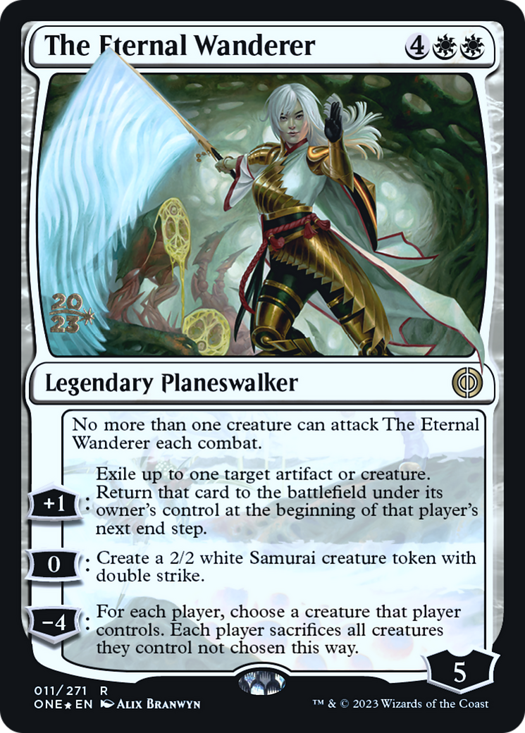 The Eternal Wanderer [Phyrexia: All Will Be One Prerelease Promos] | Dragon's Lair Comics and Fantasy Houston TX