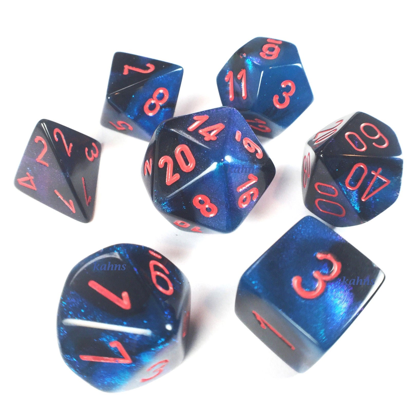 Chessex Gemini 7 Poly Black Starlight/Red Poly 7 Set | Dragon's Lair Comics and Fantasy Houston TX