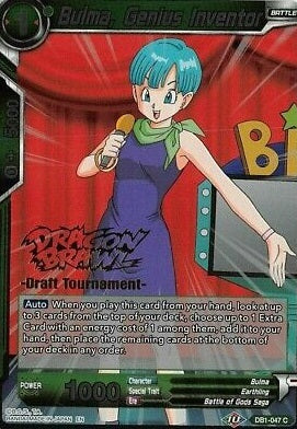 Bulma, Genius Inventor (Dragon Brawl Draft Tournament Gold Stamped) (DB1-047) [Promotion Cards] | Dragon's Lair Comics and Fantasy Houston TX