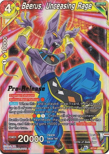 Beerus, Unceasing Rage (BT14-147) [Cross Spirits Prerelease Promos] | Dragon's Lair Comics and Fantasy Houston TX