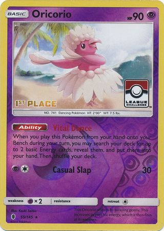 Oricorio (55/145) (League Promo 1st Place) [Sun & Moon: Guardians Rising] | Dragon's Lair Comics and Fantasy Houston TX