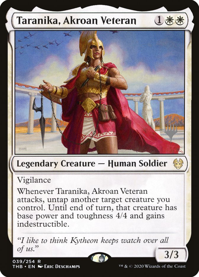 Taranika, Akroan Veteran (Promo Pack) [Theros Beyond Death Promos] | Dragon's Lair Comics and Fantasy Houston TX