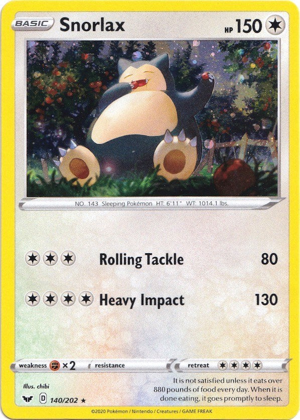 Snorlax (140/202) (Cosmos Holo) [Sword & Shield: Base Set] | Dragon's Lair Comics and Fantasy Houston TX