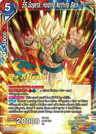 SS Gogeta, Holding Nothing Back (BT16-142) [Realm of the Gods Prerelease Promos] | Dragon's Lair Comics and Fantasy Houston TX