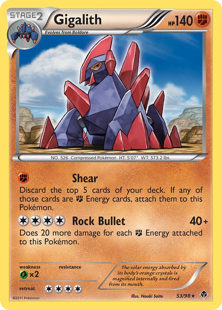 Gigalith (53/98) (Cracked Ice Holo) (Blister Exclusive) [Black & White: Emerging Powers] | Dragon's Lair Comics and Fantasy Houston TX