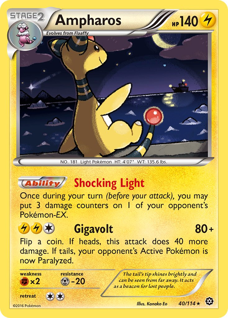 Ampharos (40/114) (Theme Deck Exclusive) [XY: Steam Siege] | Dragon's Lair Comics and Fantasy Houston TX