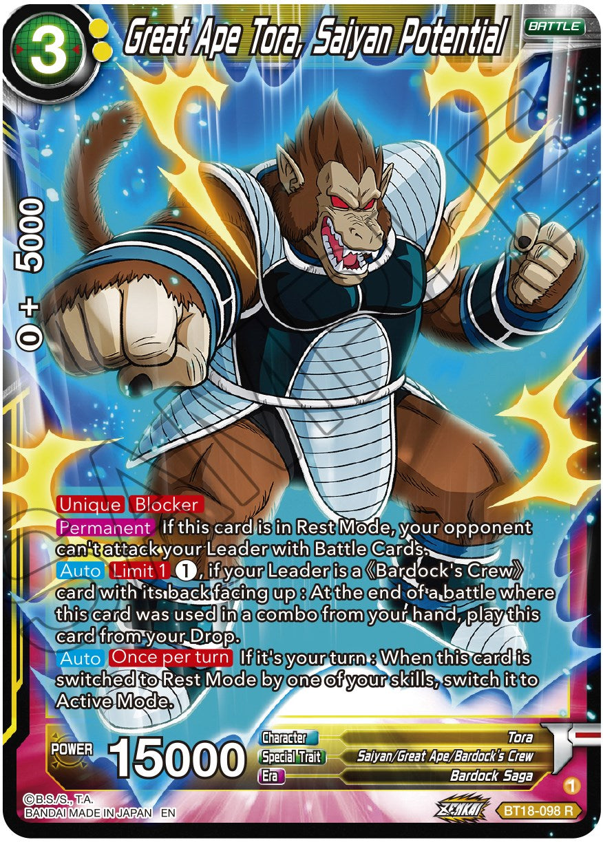 Great Ape Tora, Saiyan Potential (BT18-098) [Dawn of the Z-Legends] | Dragon's Lair Comics and Fantasy Houston TX