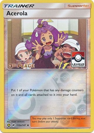 Acerola (112a/147) (League Promo 3rd Place) [Sun & Moon: Burning Shadows] | Dragon's Lair Comics and Fantasy Houston TX