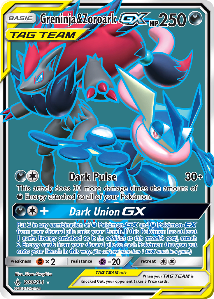 Greninja & Zoroark GX (200/214) [Sun & Moon: Unbroken Bonds] | Dragon's Lair Comics and Fantasy Houston TX