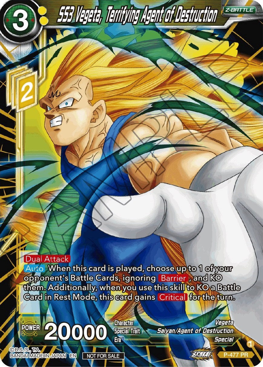 SS3 Vegeta, Terrifying Agent of Destruction (Silver Foil) (P-477) [Tournament Promotion Cards] | Dragon's Lair Comics and Fantasy Houston TX