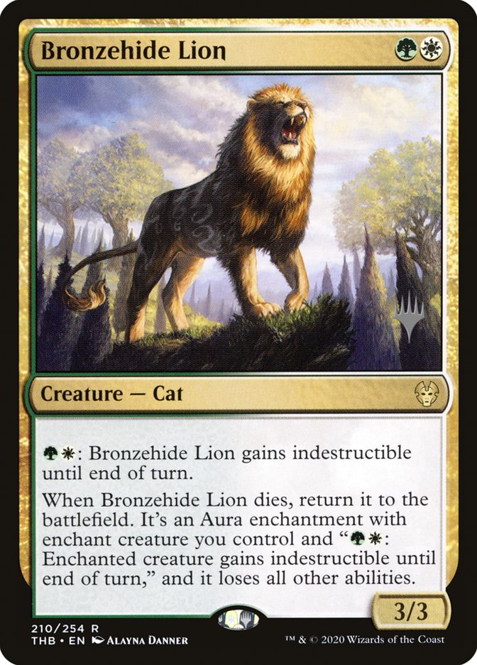 Bronzehide Lion (Promo Pack) [Theros Beyond Death Promos] | Dragon's Lair Comics and Fantasy Houston TX