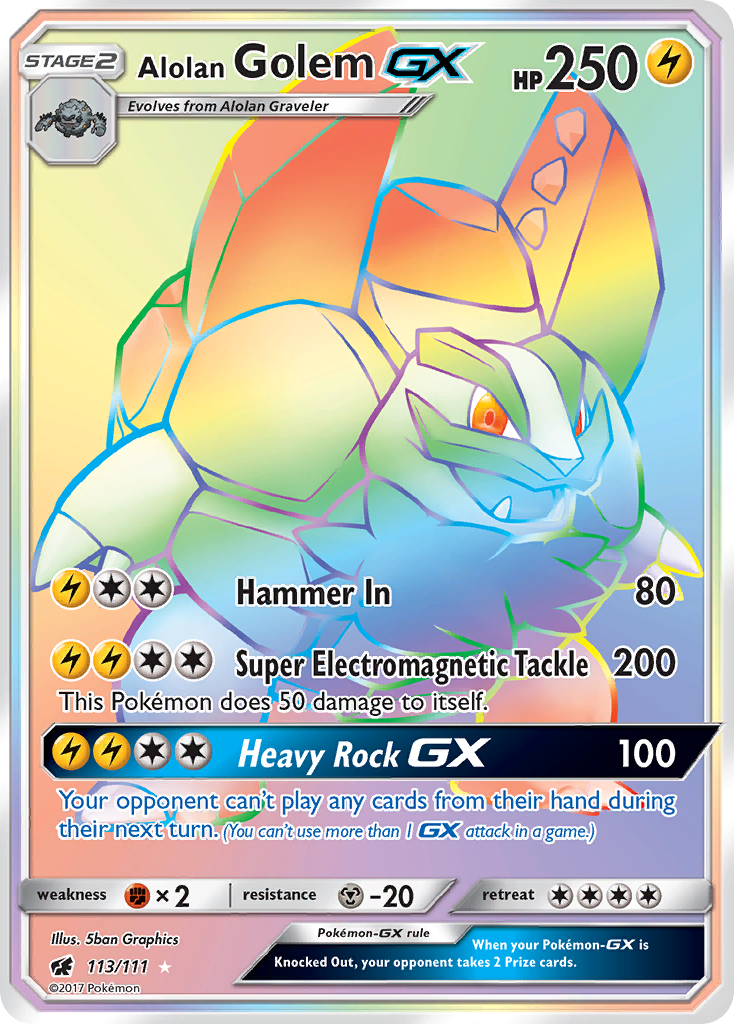 Alolan Golem GX (113/111) [Sun & Moon: Crimson Invasion] | Dragon's Lair Comics and Fantasy Houston TX