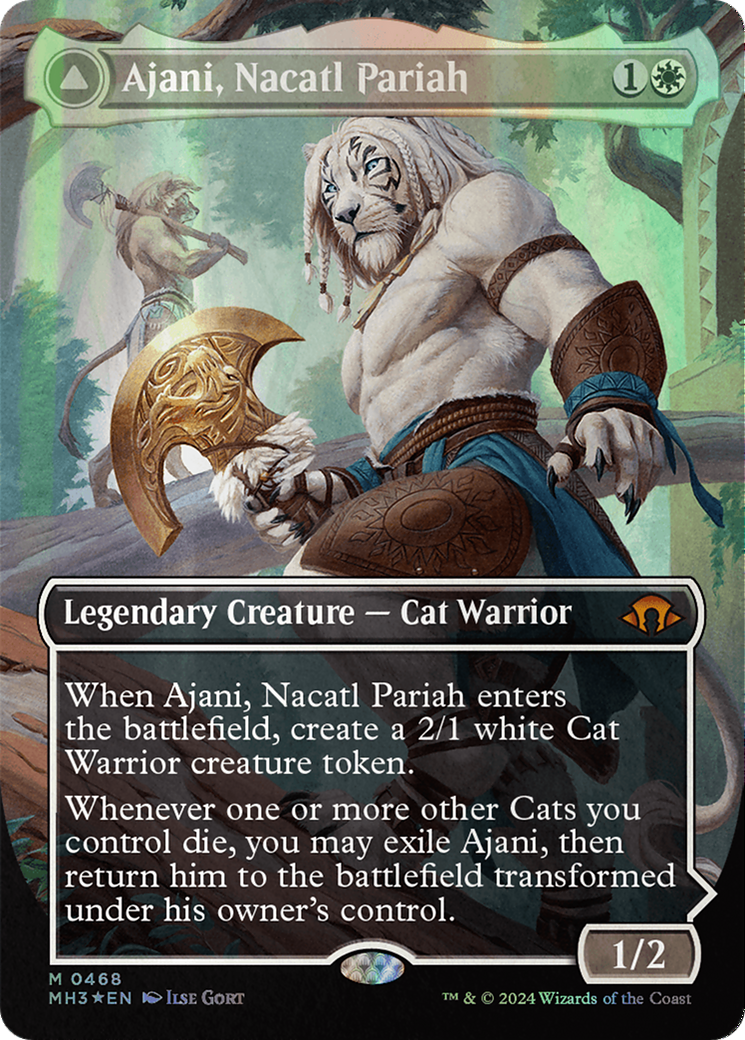 Ajani, Nacatl Pariah // Ajani, Nacatl Avenger (Borderless) (Textured Foil) [Modern Horizons 3] | Dragon's Lair Comics and Fantasy Houston TX