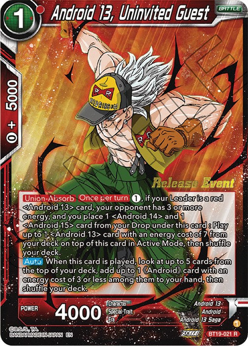 Android 13, Uninvited Guest (Fighter's Ambition Holiday Pack) (BT19-021) [Tournament Promotion Cards] | Dragon's Lair Comics and Fantasy Houston TX