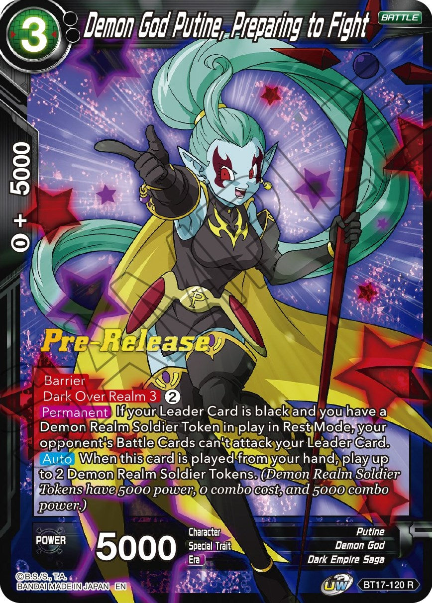 Demon God Putine, Preparing to Fight (BT17-120) [Ultimate Squad Prerelease Promos] | Dragon's Lair Comics and Fantasy Houston TX