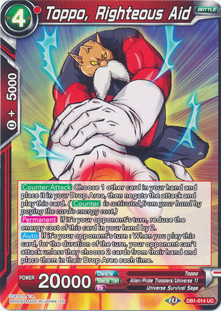 Toppo, Righteous Aid (DB1-014) [Dragon Brawl] | Dragon's Lair Comics and Fantasy Houston TX