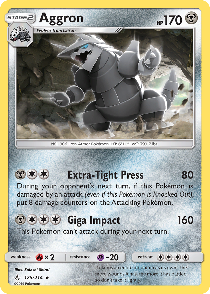 Aggron (125/214) [Sun & Moon: Unbroken Bonds] | Dragon's Lair Comics and Fantasy Houston TX