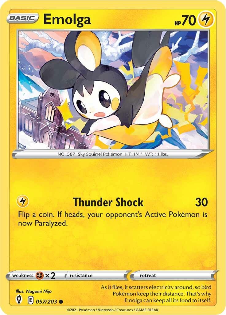 Emolga (057/203) [Sword & Shield: Evolving Skies] | Dragon's Lair Comics and Fantasy Houston TX