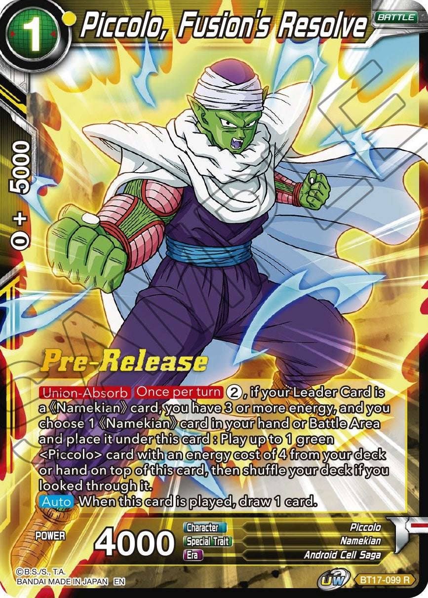 Piccolo, Fusion's Resolve (BT17-099) [Ultimate Squad Prerelease Promos] | Dragon's Lair Comics and Fantasy Houston TX