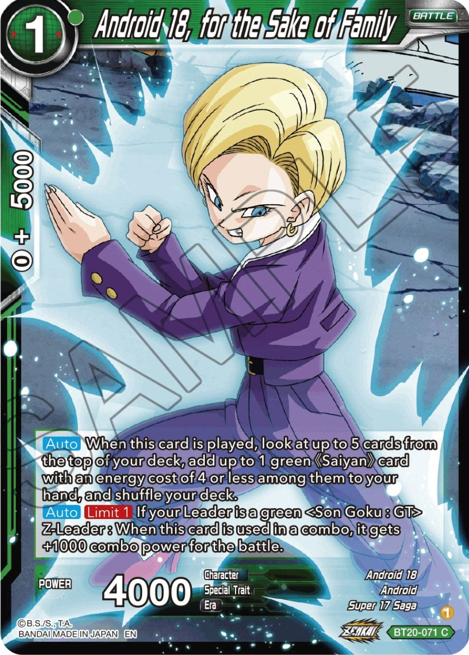 Android 18, for the Sake of Family (BT20-071) [Power Absorbed] | Dragon's Lair Comics and Fantasy Houston TX