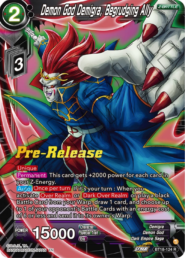 Demon God Demigra, Begrudging Ally (BT18-124) [Dawn of the Z-Legends Prerelease Promos] | Dragon's Lair Comics and Fantasy Houston TX