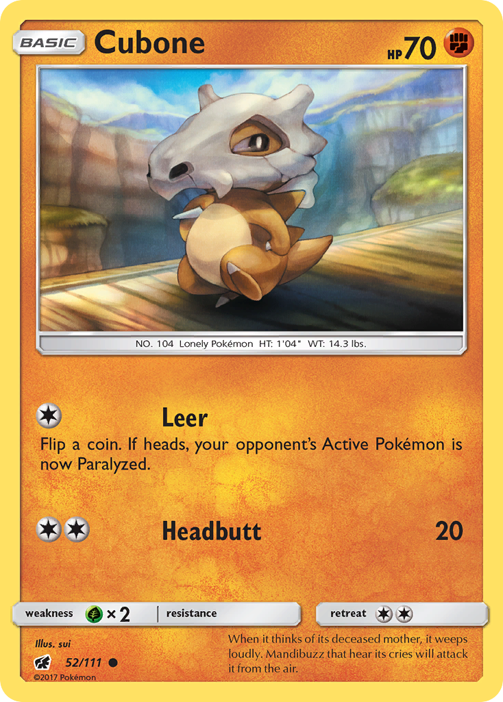 Cubone (52/111) [Sun & Moon: Crimson Invasion] | Dragon's Lair Comics and Fantasy Houston TX