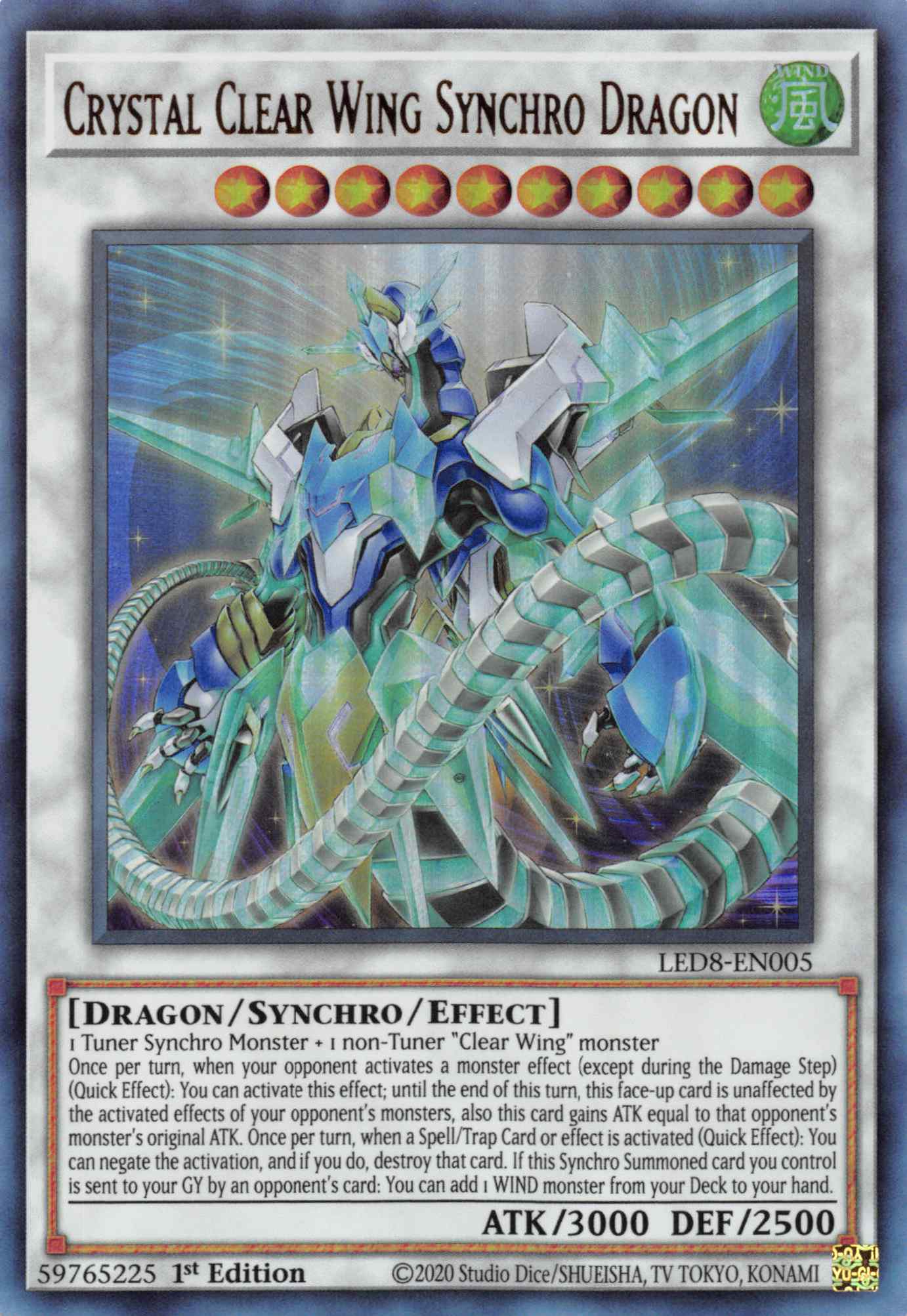 Crystal Clear Wing Synchro Dragon [LED8-EN005] Ultra Rare | Dragon's Lair Comics and Fantasy Houston TX