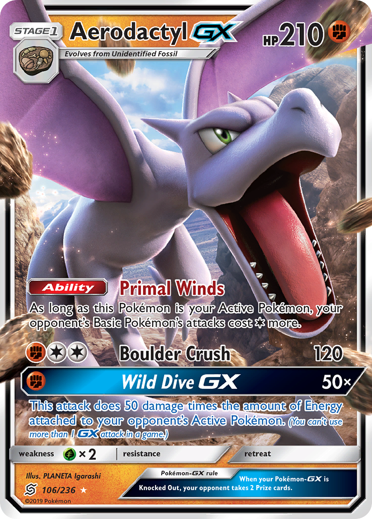 Aerodactyl GX (106/236) [Sun & Moon: Unified Minds] | Dragon's Lair Comics and Fantasy Houston TX