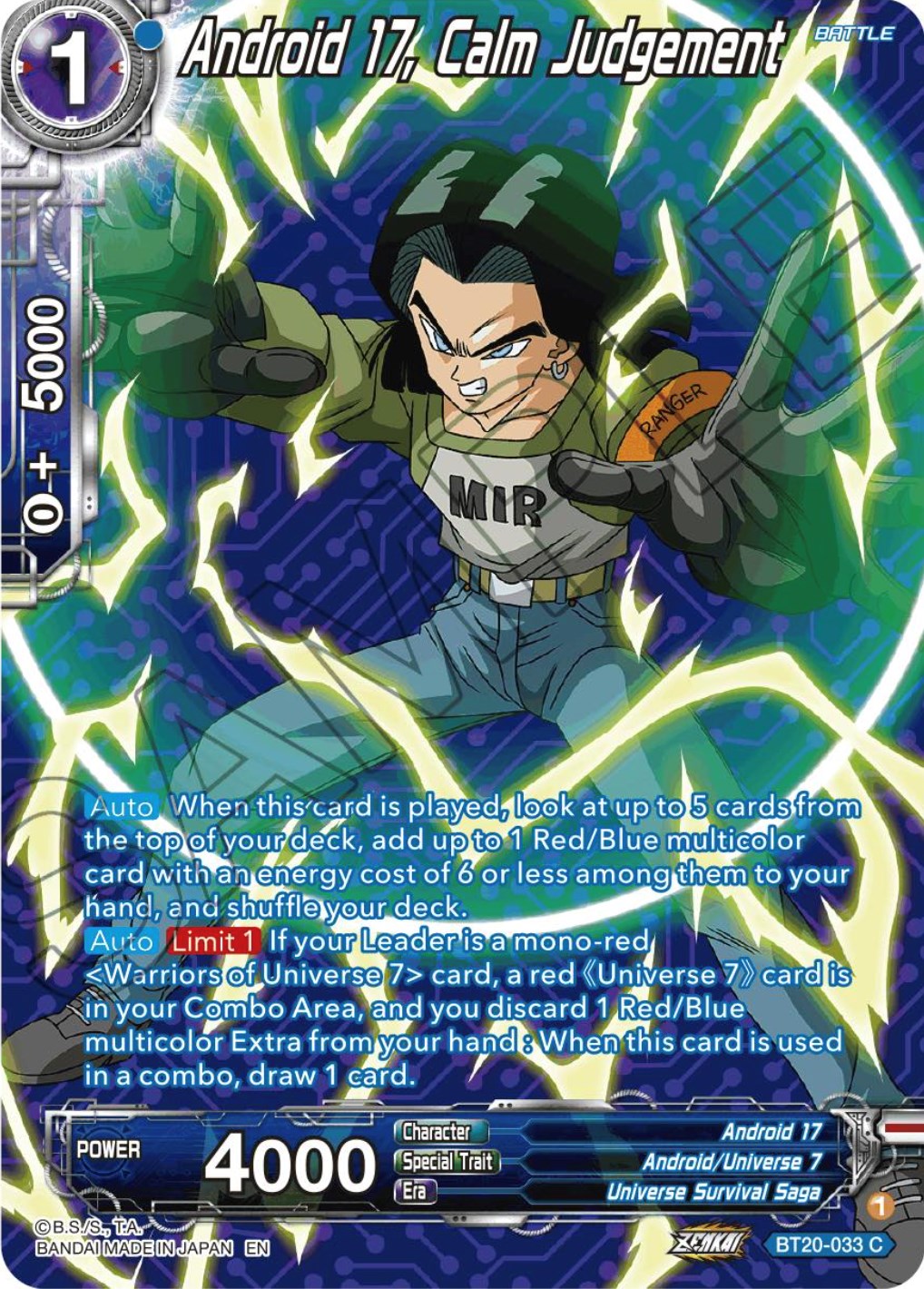 Android 17, Calm Judgement (Silver Foil) (BT20-033) [Power Absorbed] | Dragon's Lair Comics and Fantasy Houston TX