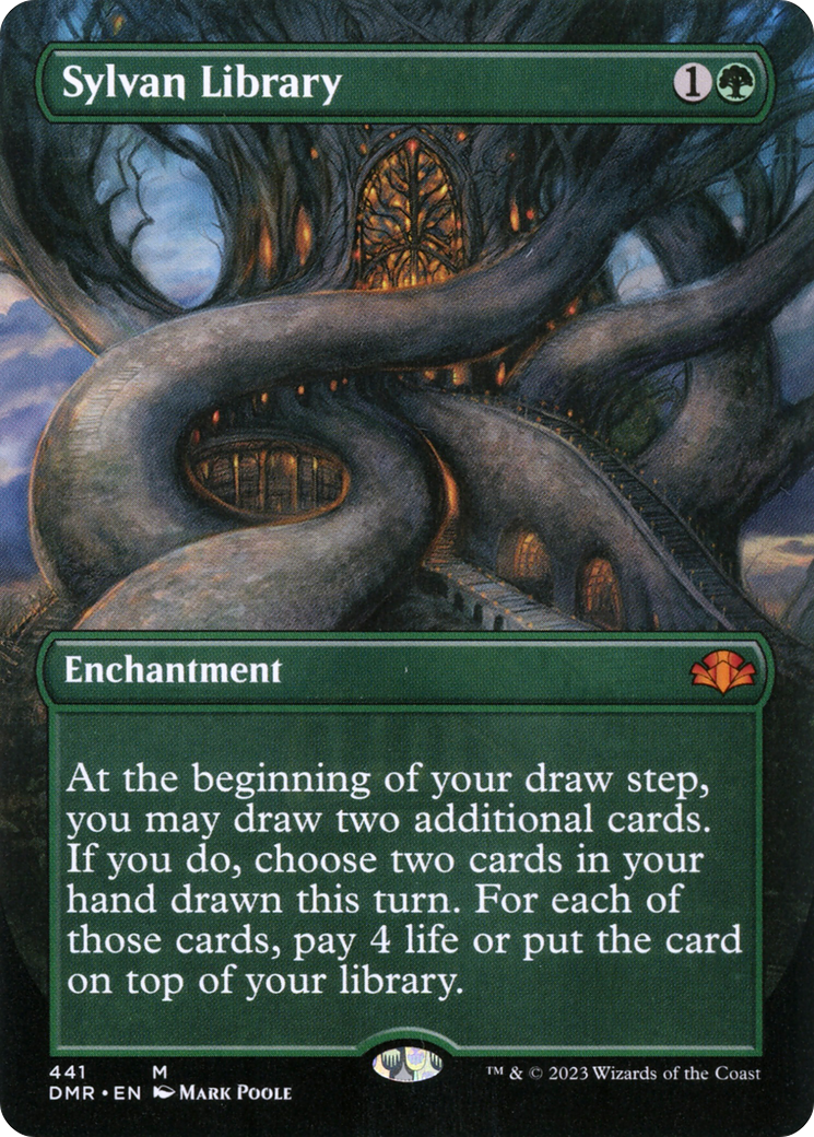 Sylvan Library (Borderless Alternate Art) [Dominaria Remastered] | Dragon's Lair Comics and Fantasy Houston TX