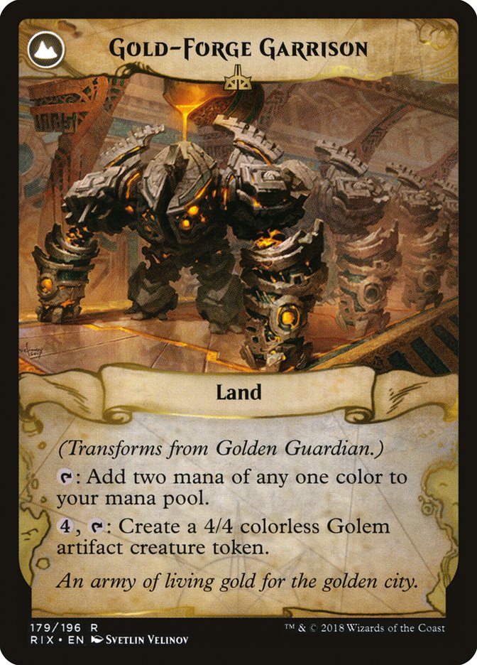 Golden Guardian // Gold-Forge Garrison [Rivals of Ixalan] | Dragon's Lair Comics and Fantasy Houston TX