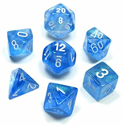 Chessex Borealis Sky Blue with White Poly 7 Set | Dragon's Lair Comics and Fantasy Houston TX