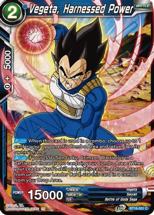 Vegeta, Harnessed Power (BT16-031) [Realm of the Gods] | Dragon's Lair Comics and Fantasy Houston TX