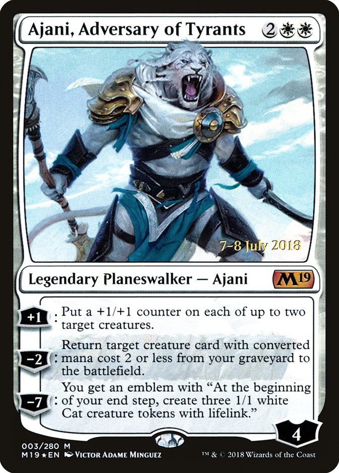 Ajani, Adversary of Tyrants [Core Set 2019 Prerelease Promos] | Dragon's Lair Comics and Fantasy Houston TX