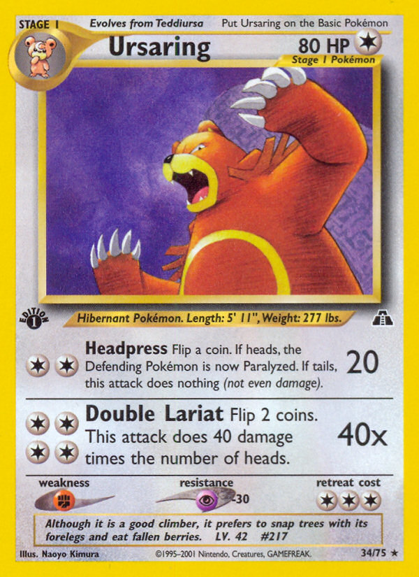 Ursaring (34/75) [Neo Discovery 1st Edition] | Dragon's Lair Comics and Fantasy Houston TX