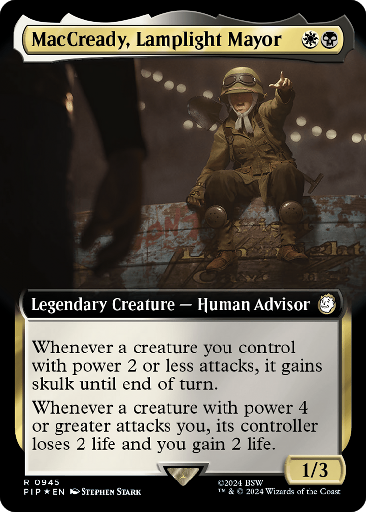 MacCready, Lamplight Mayor (Extended Art) (Surge Foil) [Fallout] | Dragon's Lair Comics and Fantasy Houston TX