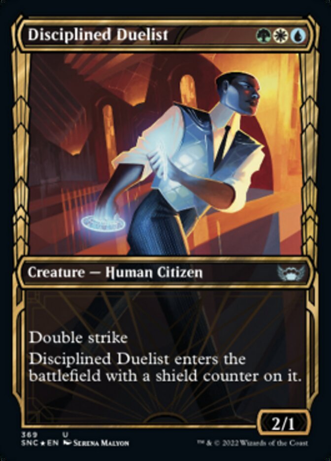 Disciplined Duelist (Showcase Golden Age Gilded Foil) [Streets of New Capenna] | Dragon's Lair Comics and Fantasy Houston TX