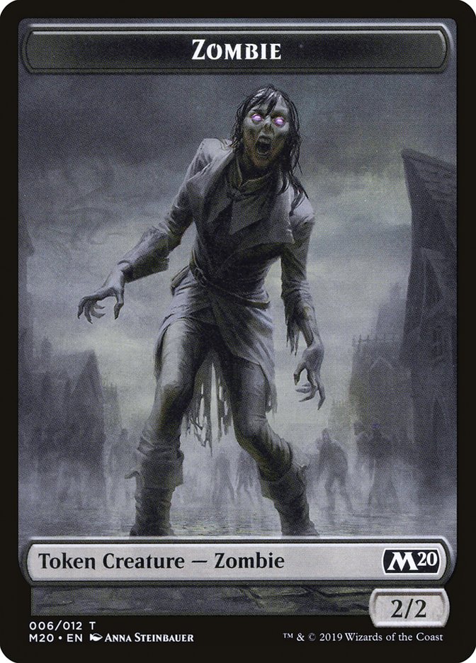 Zombie Token [Core Set 2020 Tokens] | Dragon's Lair Comics and Fantasy Houston TX