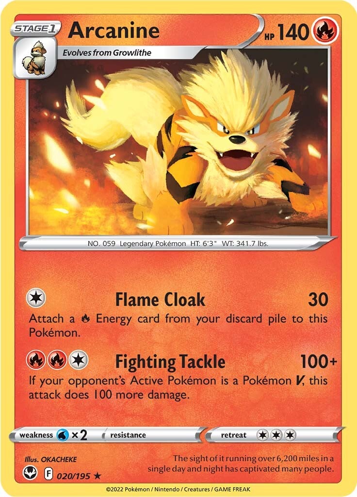 Arcanine (020/195) [Sword & Shield: Silver Tempest] | Dragon's Lair Comics and Fantasy Houston TX