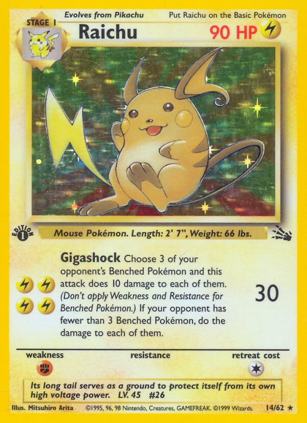 Raichu (14/62) [Fossil 1st Edition] | Dragon's Lair Comics and Fantasy Houston TX